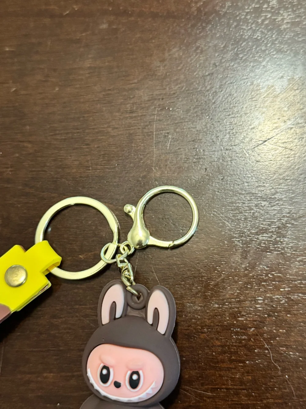 Labubu Brown Character Keychain Bag Charm Rubber Wrist Strap NWOT